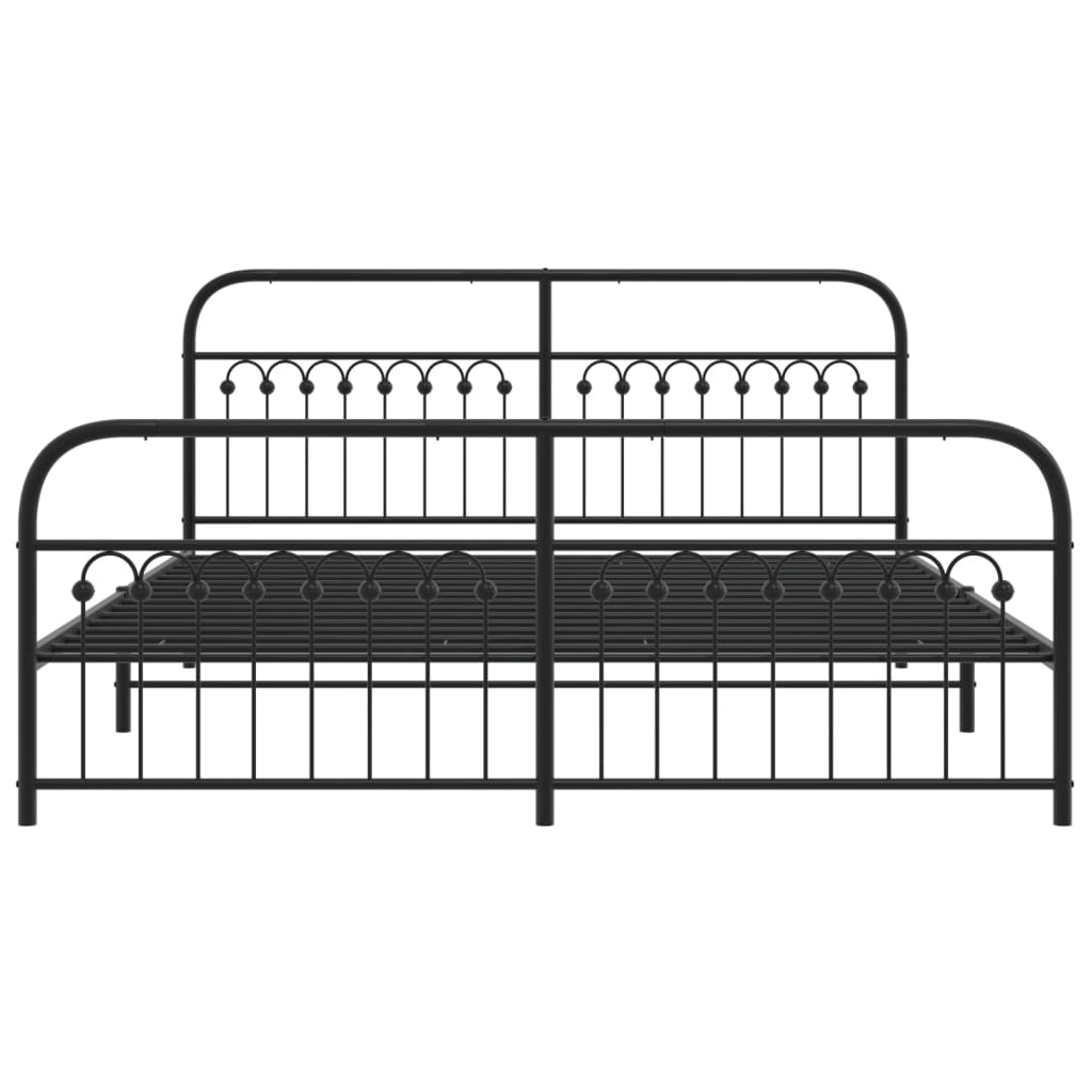 Bedframe met hoofd- en voeteneinde metaal zwart 183x203 cm is nu te koop bij PeponiXL, paradijselijk wonen!