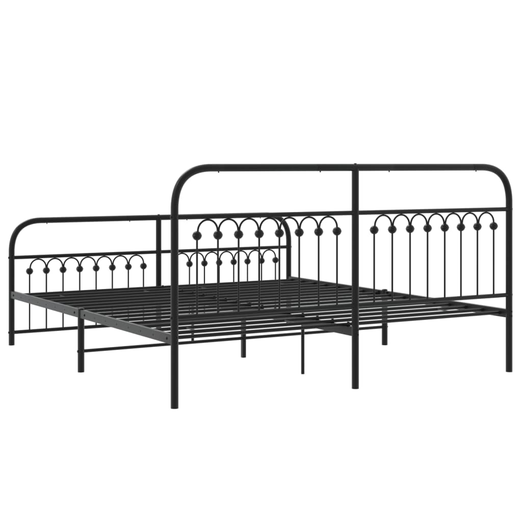 Bedframe met hoofd- en voeteneinde metaal zwart 183x203 cm is nu te koop bij PeponiXL, paradijselijk wonen!