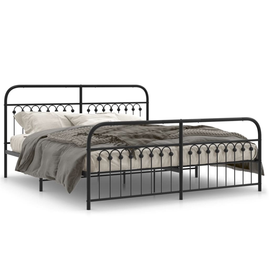 Bedframe met hoofd- en voeteneinde metaal zwart 183x203 cm is nu te koop bij PeponiXL, paradijselijk wonen!