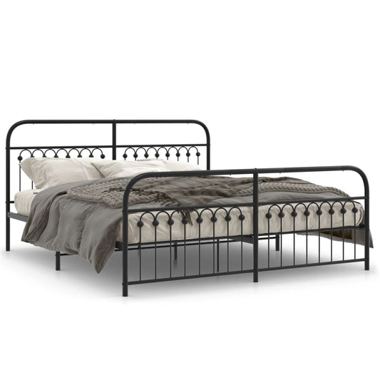 Bedframe met hoofd- en voeteneinde metaal zwart 183x203 cm is nu te koop bij PeponiXL, paradijselijk wonen!