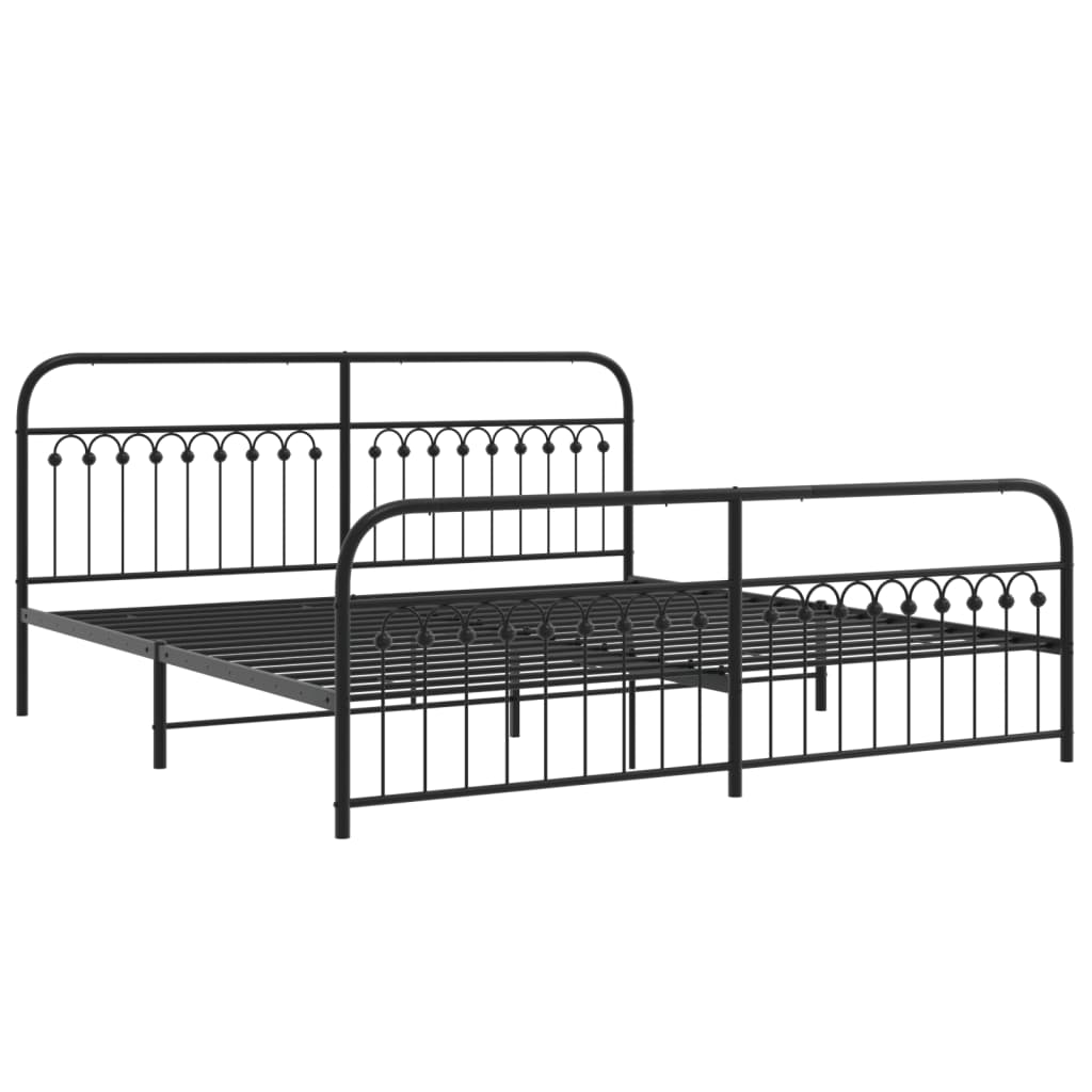 Bedframe met hoofd- en voeteneinde metaal zwart 193x203 cm is nu te koop bij PeponiXL, paradijselijk wonen!