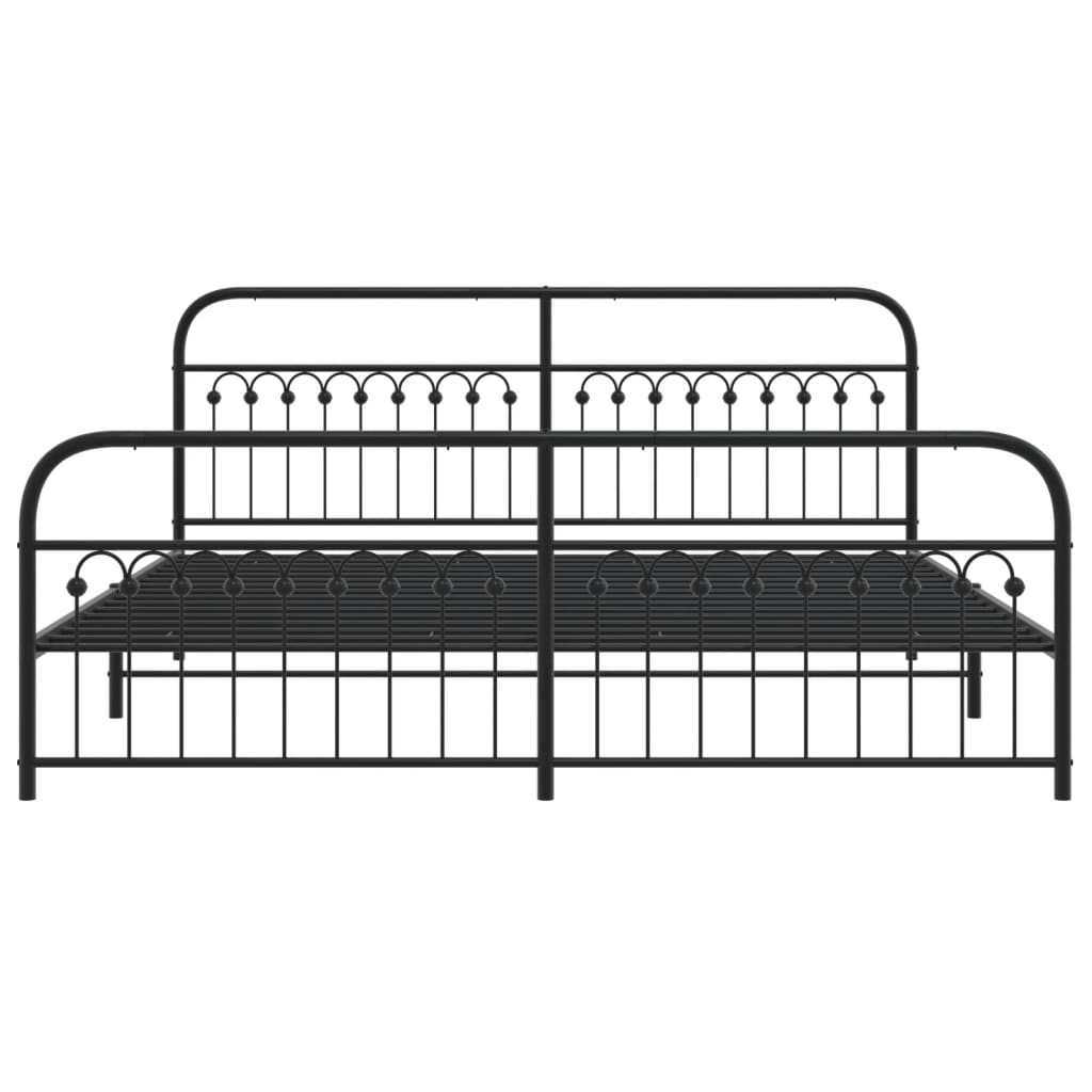 Bedframe met hoofd- en voeteneinde metaal zwart 193x203 cm is nu te koop bij PeponiXL, paradijselijk wonen!
