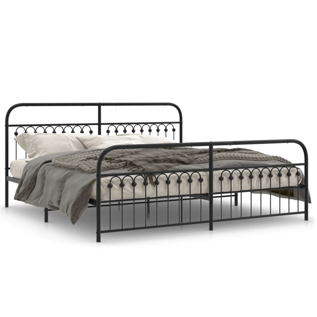 Bedframe met hoofd- en voeteneinde metaal zwart 193x203 cm is nu te koop bij PeponiXL, paradijselijk wonen!