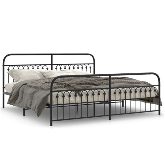 Bedframe met hoofd- en voeteneinde metaal zwart 193x203 cm is nu te koop bij PeponiXL, paradijselijk wonen!