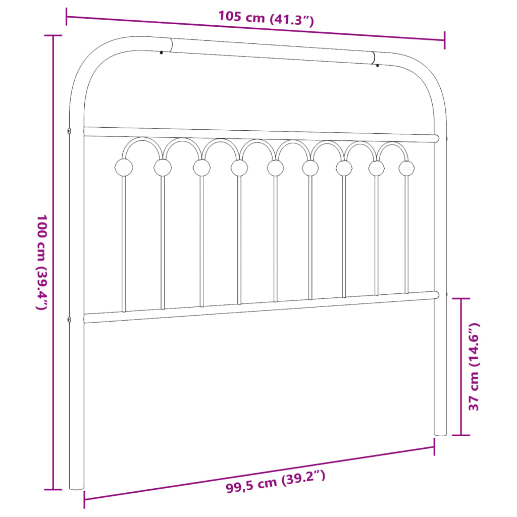 Vervangend hoofdbord 100 cm metaal zwart is nu te koop bij PeponiXL, paradijselijk wonen!