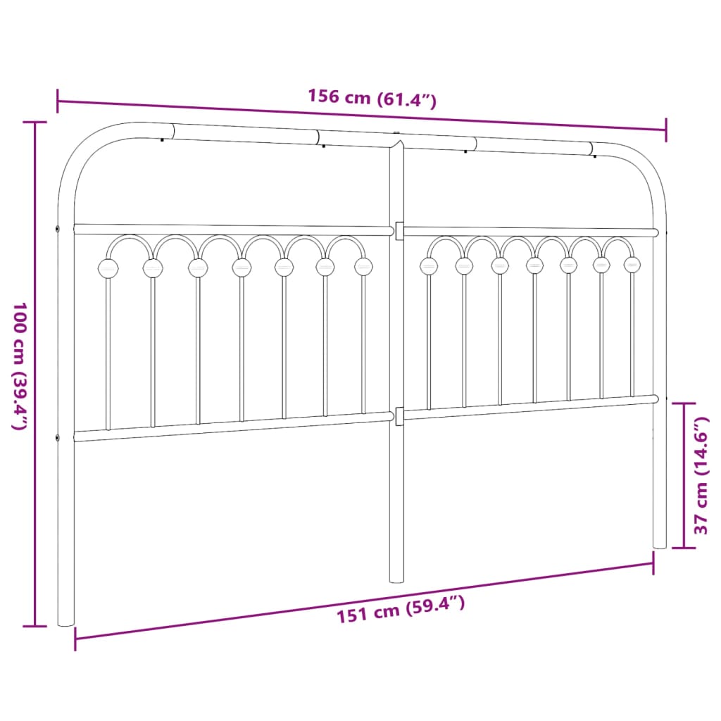Vervangend hoofdbord 180 cm metaal zwart is nu te koop bij PeponiXL, paradijselijk wonen!