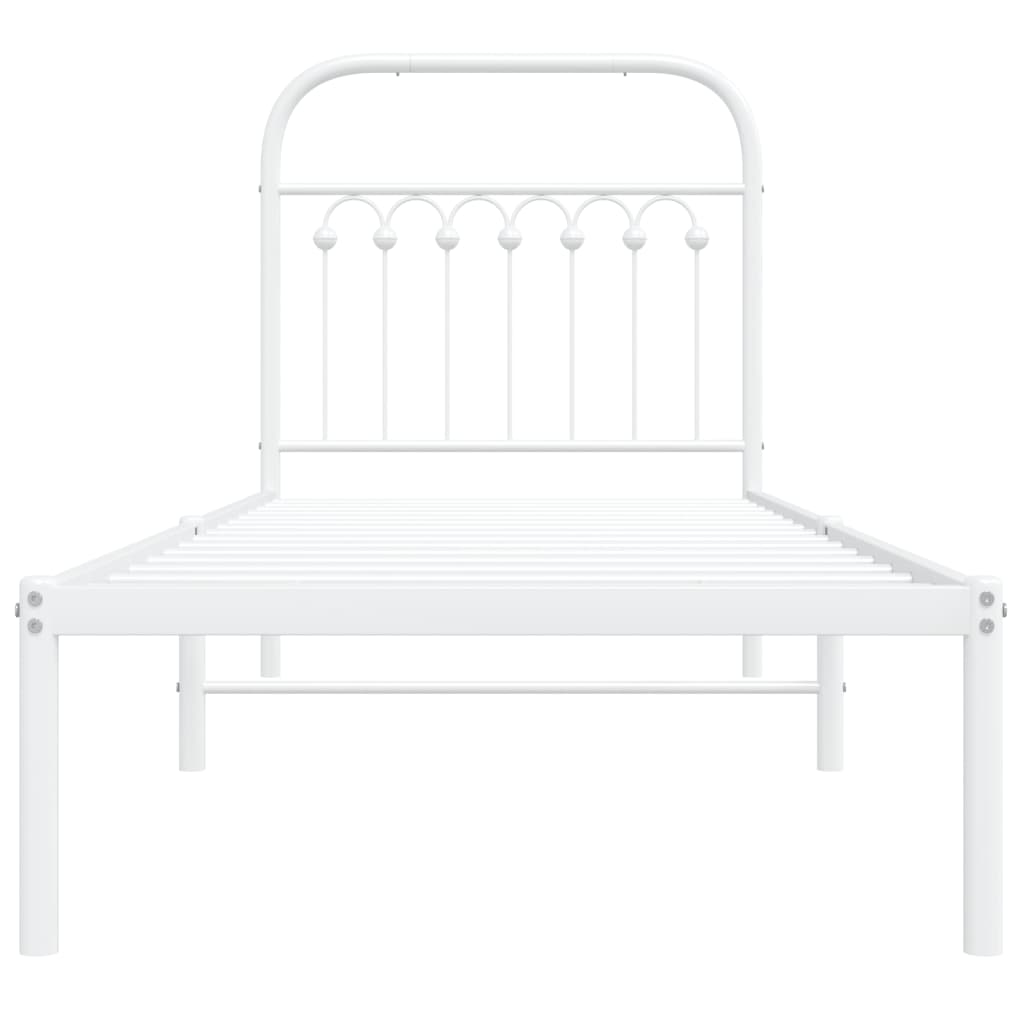 Bedframe met hoofdbord zonder matras metaal wit 75x190 cm is nu te koop bij PeponiXL, paradijselijk wonen!
