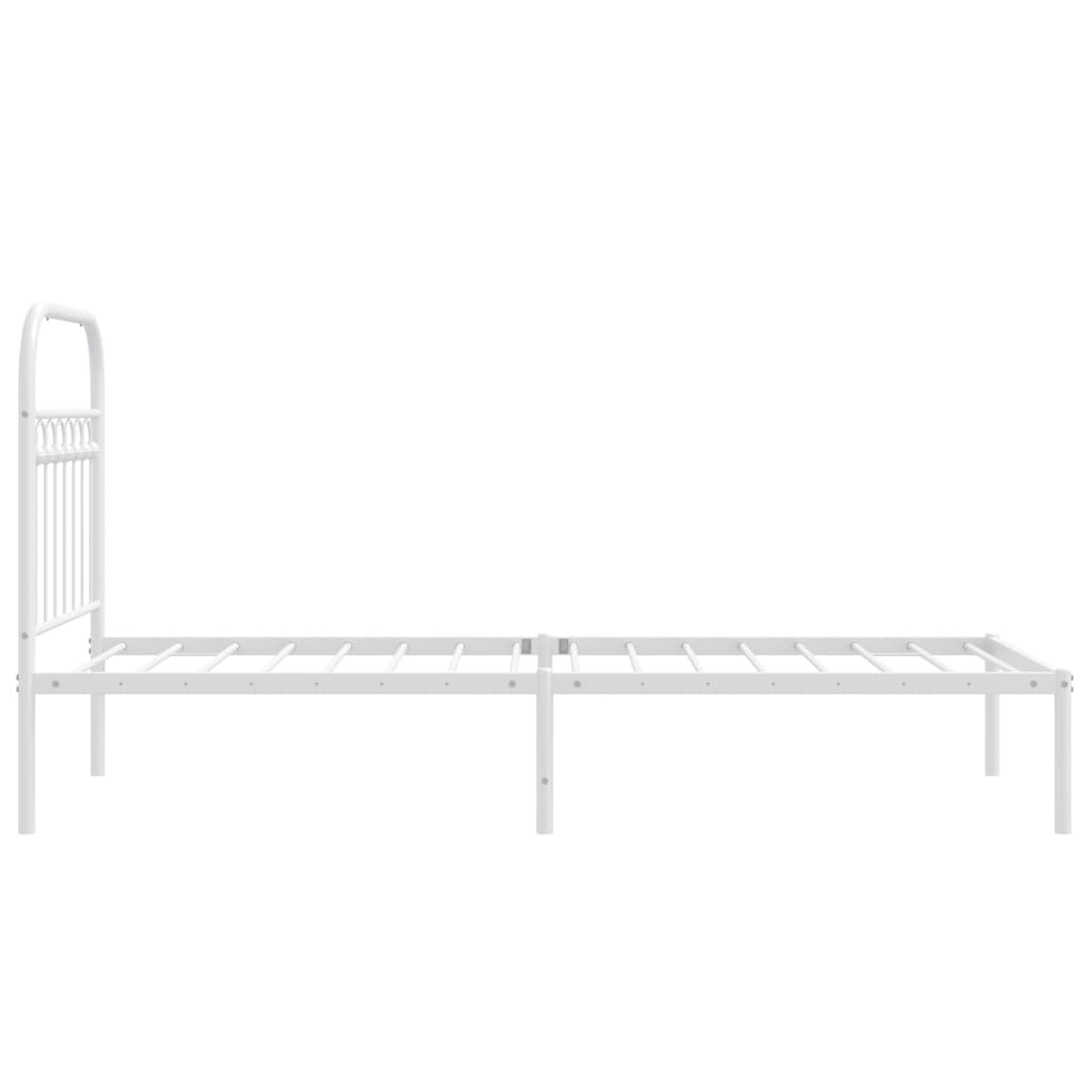 Bedframe met hoofdbord zonder matras metaal wit 75x190 cm is nu te koop bij PeponiXL, paradijselijk wonen!