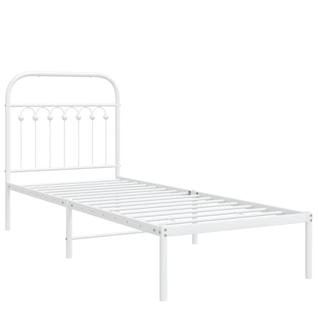 Bedframe met hoofdbord metaal wit 80x200 cm is nu te koop bij PeponiXL, paradijselijk wonen!
