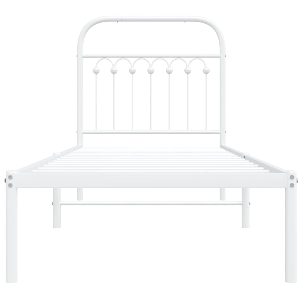 Bedframe met hoofdbord metaal wit 80x200 cm is nu te koop bij PeponiXL, paradijselijk wonen!