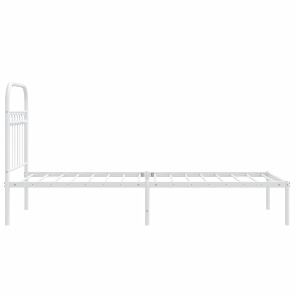 Bedframe met hoofdbord metaal wit 80x200 cm is nu te koop bij PeponiXL, paradijselijk wonen!