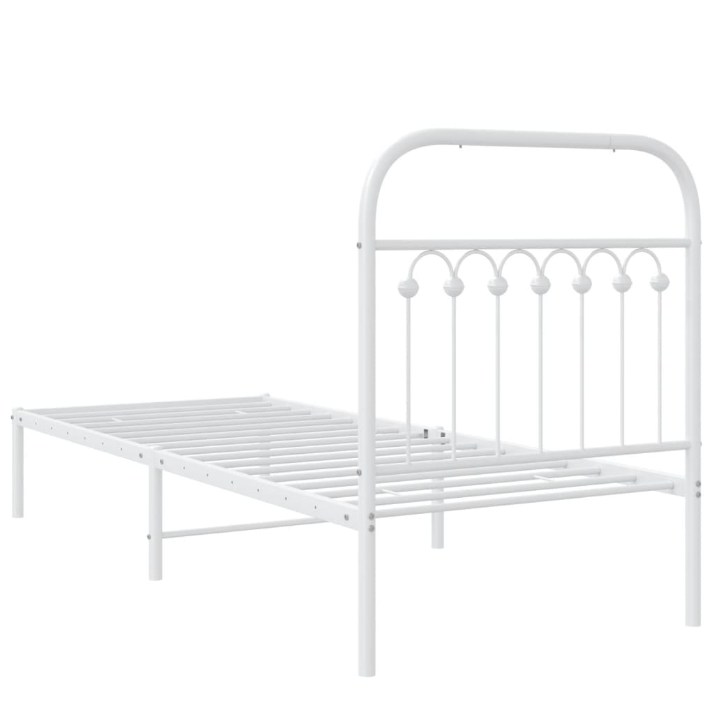 Bedframe met hoofdbord metaal wit 80x200 cm is nu te koop bij PeponiXL, paradijselijk wonen!