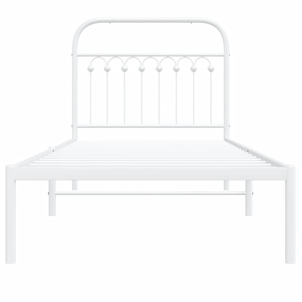 Bedframe met hoofdbord metaal wit 90x190 cm is nu te koop bij PeponiXL, paradijselijk wonen!