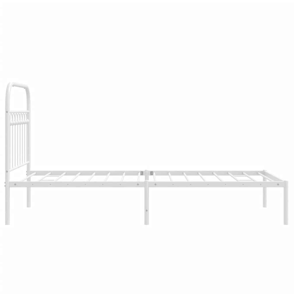 Bedframe met hoofdbord metaal wit 90x190 cm is nu te koop bij PeponiXL, paradijselijk wonen!