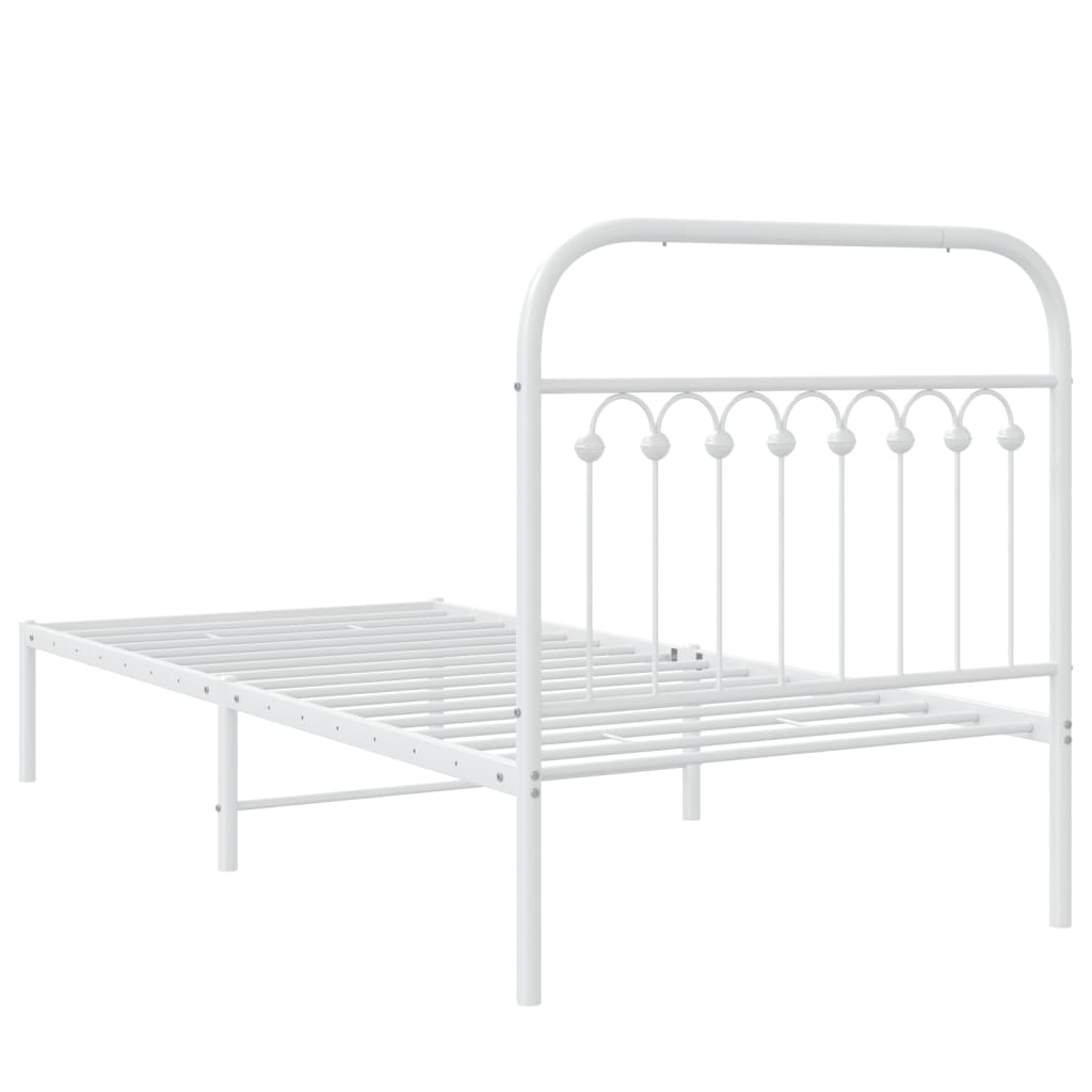 Bedframe met hoofdbord metaal wit 90x190 cm is nu te koop bij PeponiXL, paradijselijk wonen!