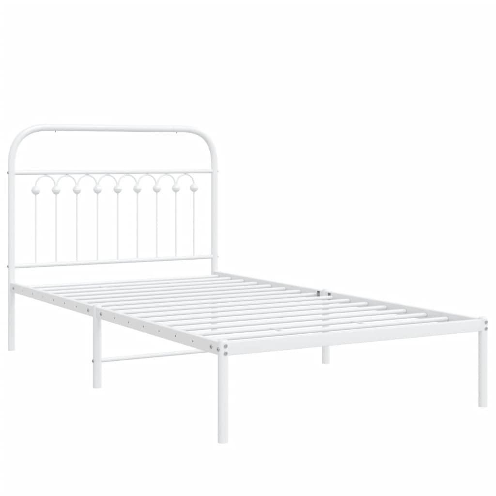 Bedframe met hoofdbord metaal wit 100x190 cm is nu te koop bij PeponiXL, paradijselijk wonen!