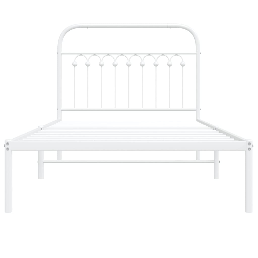 Bedframe met hoofdbord metaal wit 100x190 cm is nu te koop bij PeponiXL, paradijselijk wonen!