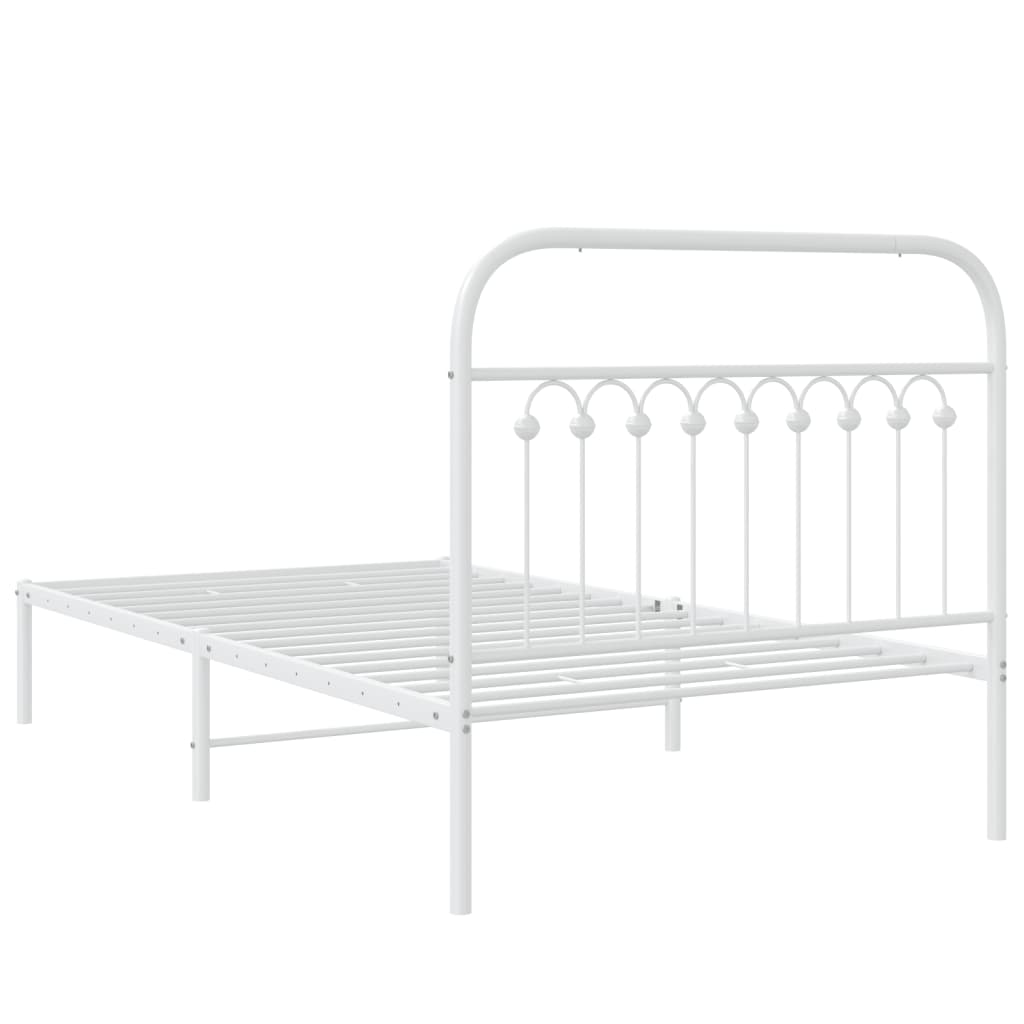 Bedframe met hoofdbord metaal wit 100x190 cm is nu te koop bij PeponiXL, paradijselijk wonen!