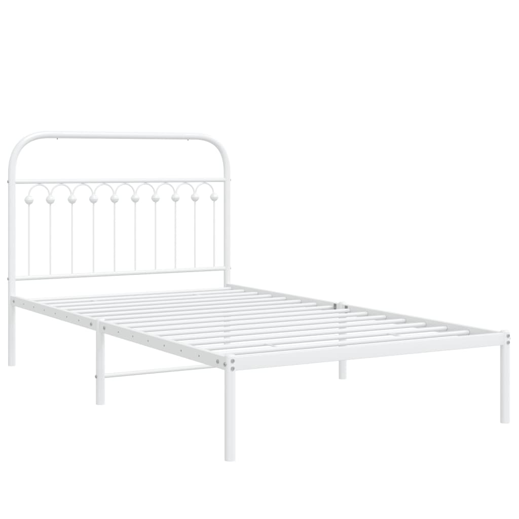 Bedframe met hoofdbord metaal wit 107x203 cm is nu te koop bij PeponiXL, paradijselijk wonen!
