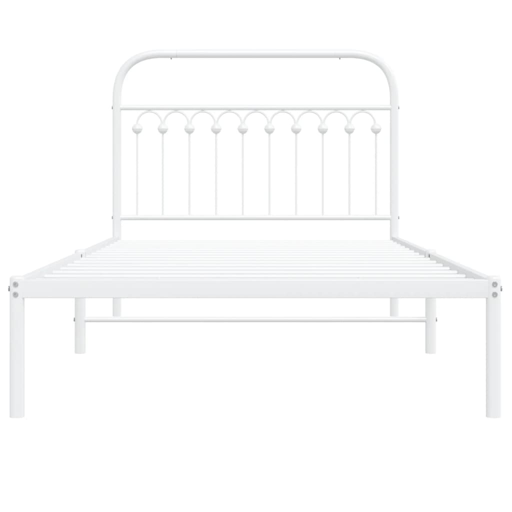 Bedframe met hoofdbord metaal wit 107x203 cm is nu te koop bij PeponiXL, paradijselijk wonen!