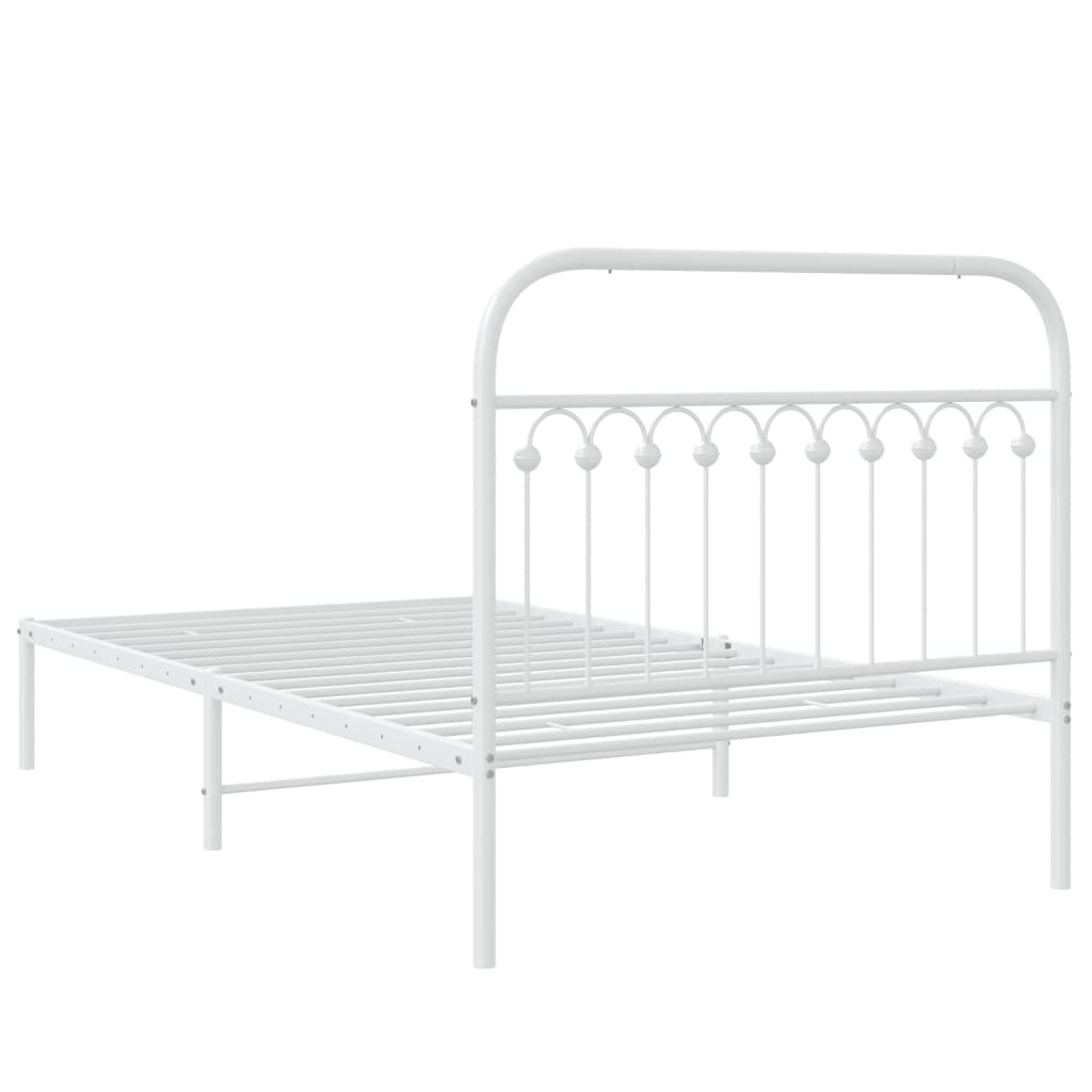 Bedframe met hoofdbord metaal wit 107x203 cm is nu te koop bij PeponiXL, paradijselijk wonen!