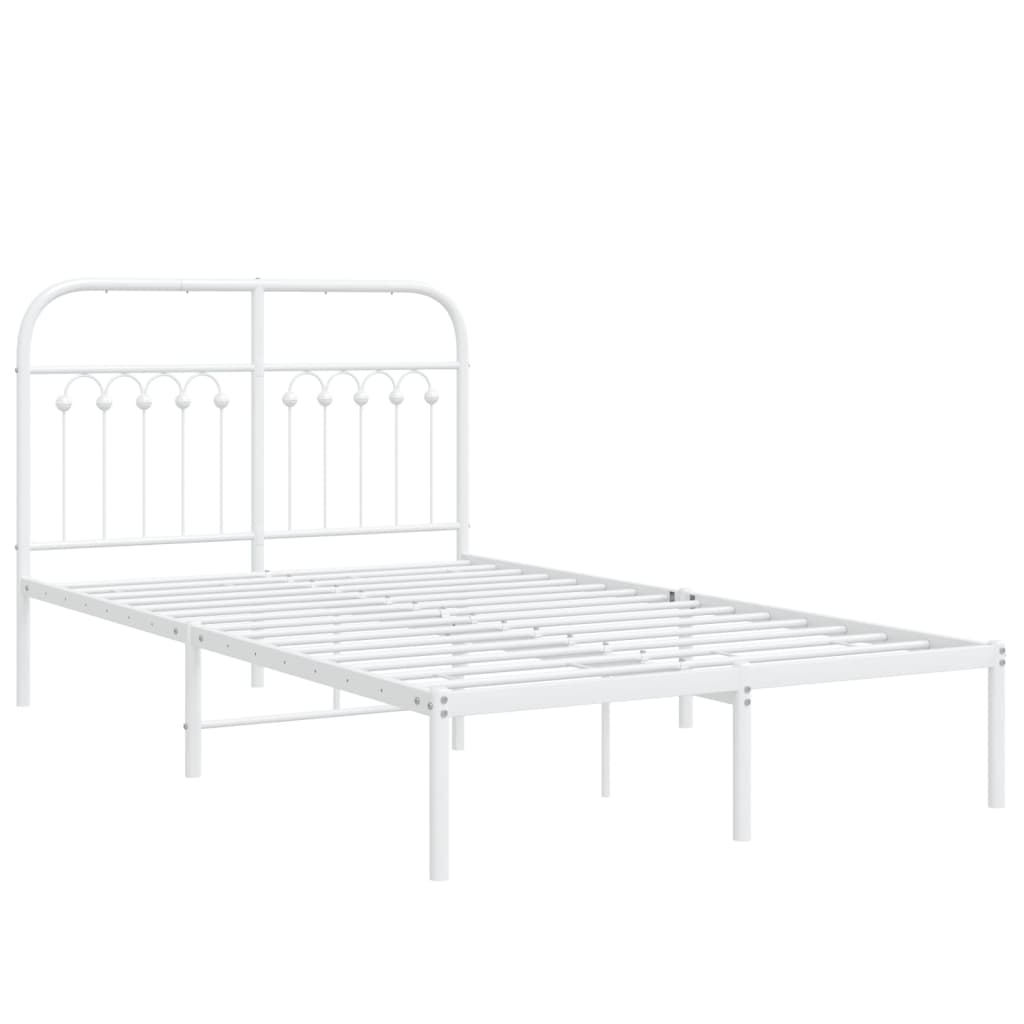 Bedframe met hoofdbord metaal wit 120x190 cm is nu te koop bij PeponiXL, paradijselijk wonen!