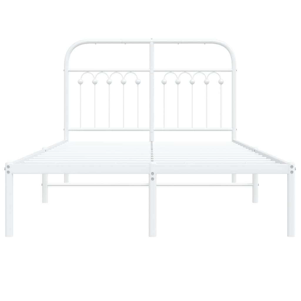 Bedframe met hoofdbord metaal wit 120x190 cm is nu te koop bij PeponiXL, paradijselijk wonen!