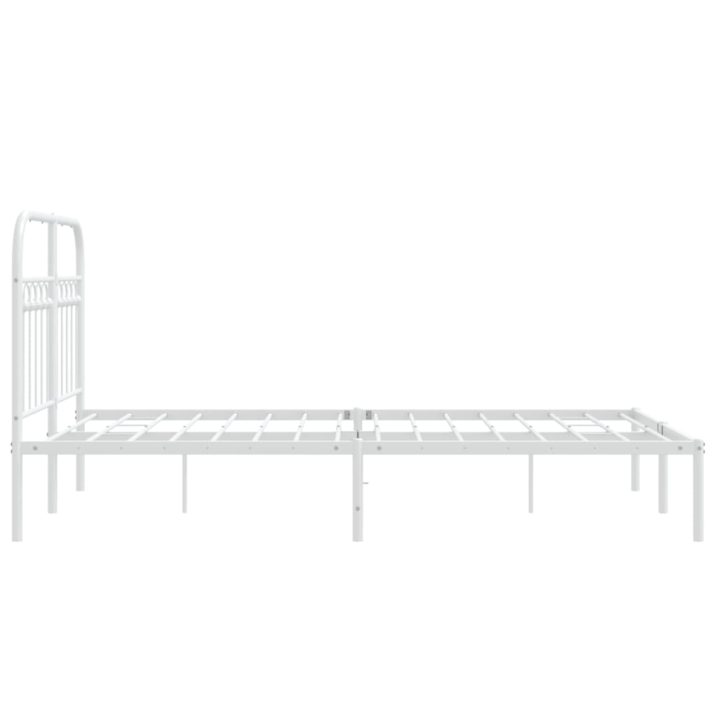 Bedframe met hoofdbord metaal wit 120x190 cm is nu te koop bij PeponiXL, paradijselijk wonen!