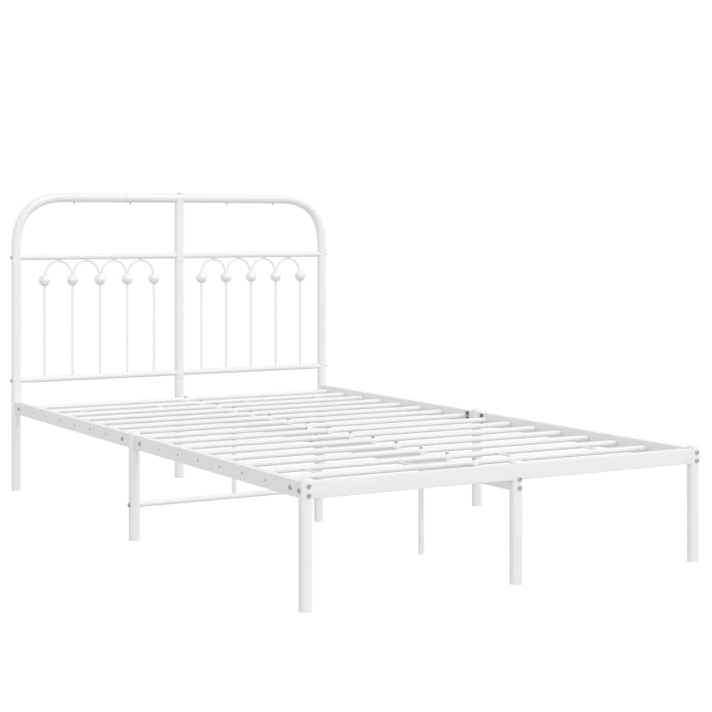 Bedframe met hoofdbord metaal wit 120x200 cm is nu te koop bij PeponiXL, paradijselijk wonen!