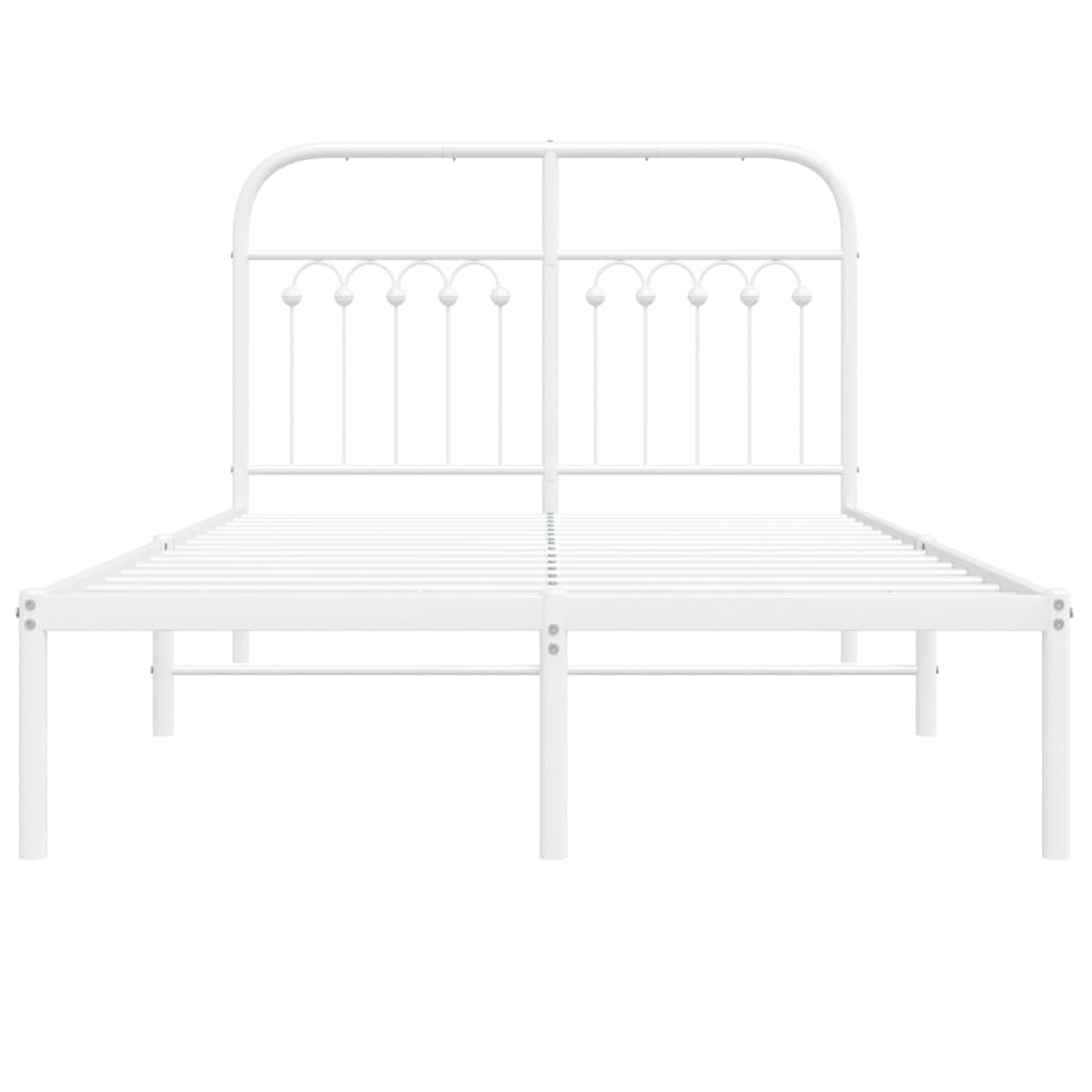 Bedframe met hoofdbord metaal wit 120x200 cm is nu te koop bij PeponiXL, paradijselijk wonen!