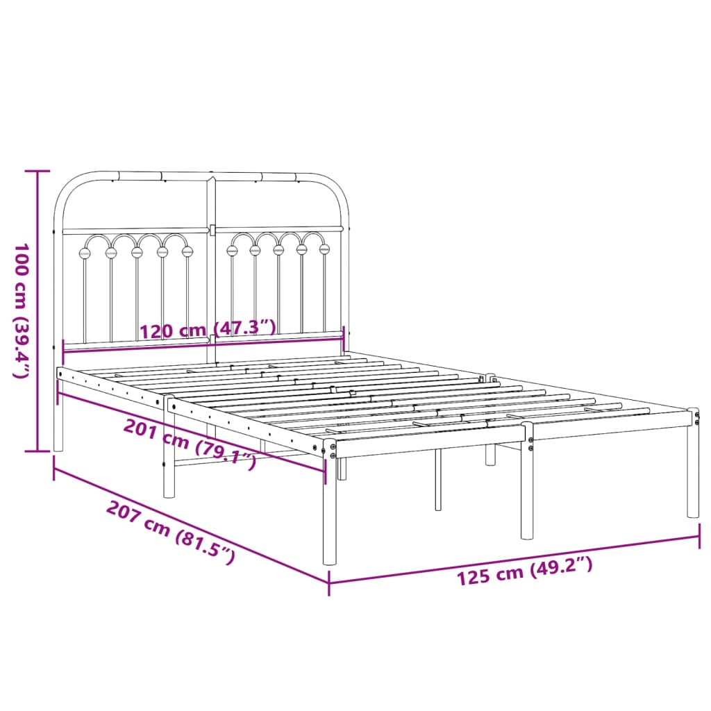 Bedframe met hoofdbord metaal wit 120x200 cm is nu te koop bij PeponiXL, paradijselijk wonen!