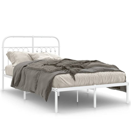 Bedframe met hoofdbord metaal wit 120x200 cm is nu te koop bij PeponiXL, paradijselijk wonen!