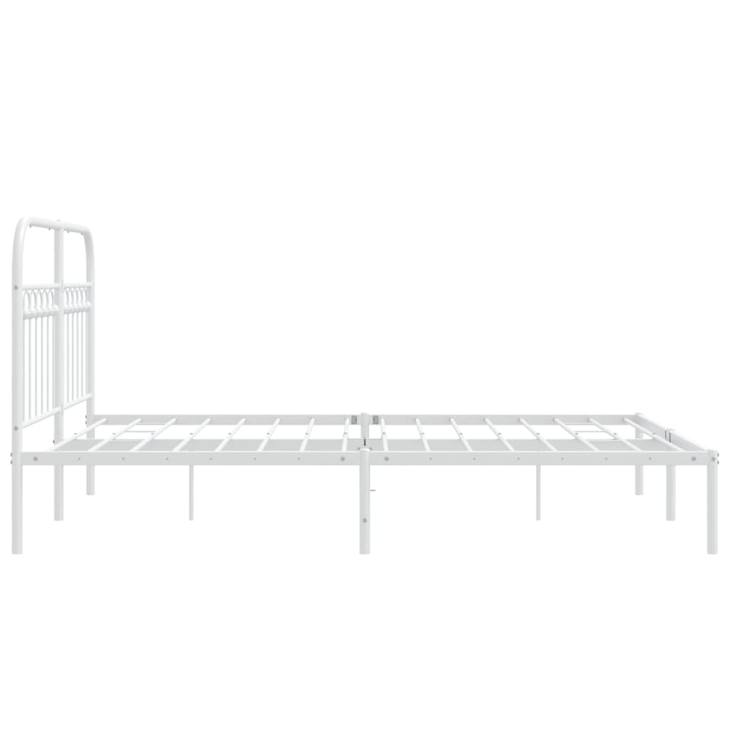 Bedframe met hoofdbord metaal wit 135x190 cm is nu te koop bij PeponiXL, paradijselijk wonen!