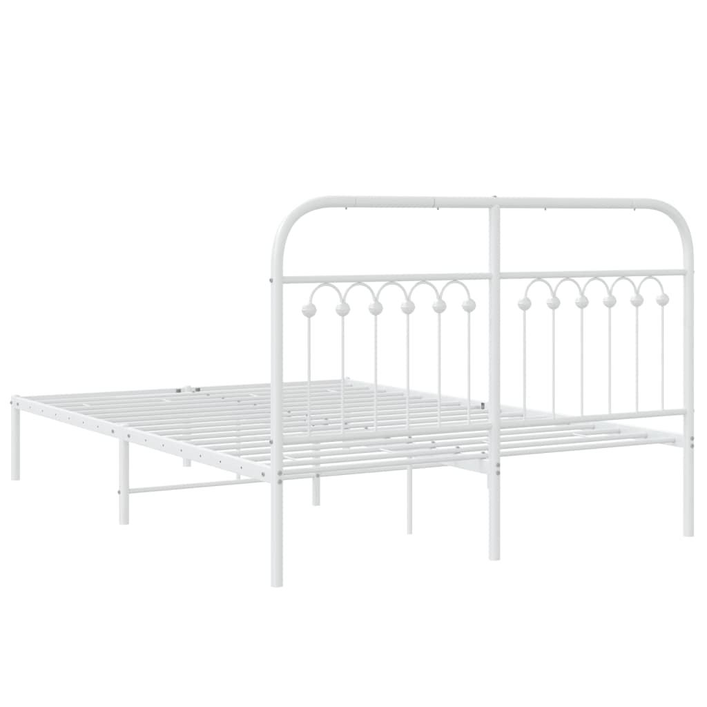Bedframe met hoofdbord metaal wit 135x190 cm is nu te koop bij PeponiXL, paradijselijk wonen!
