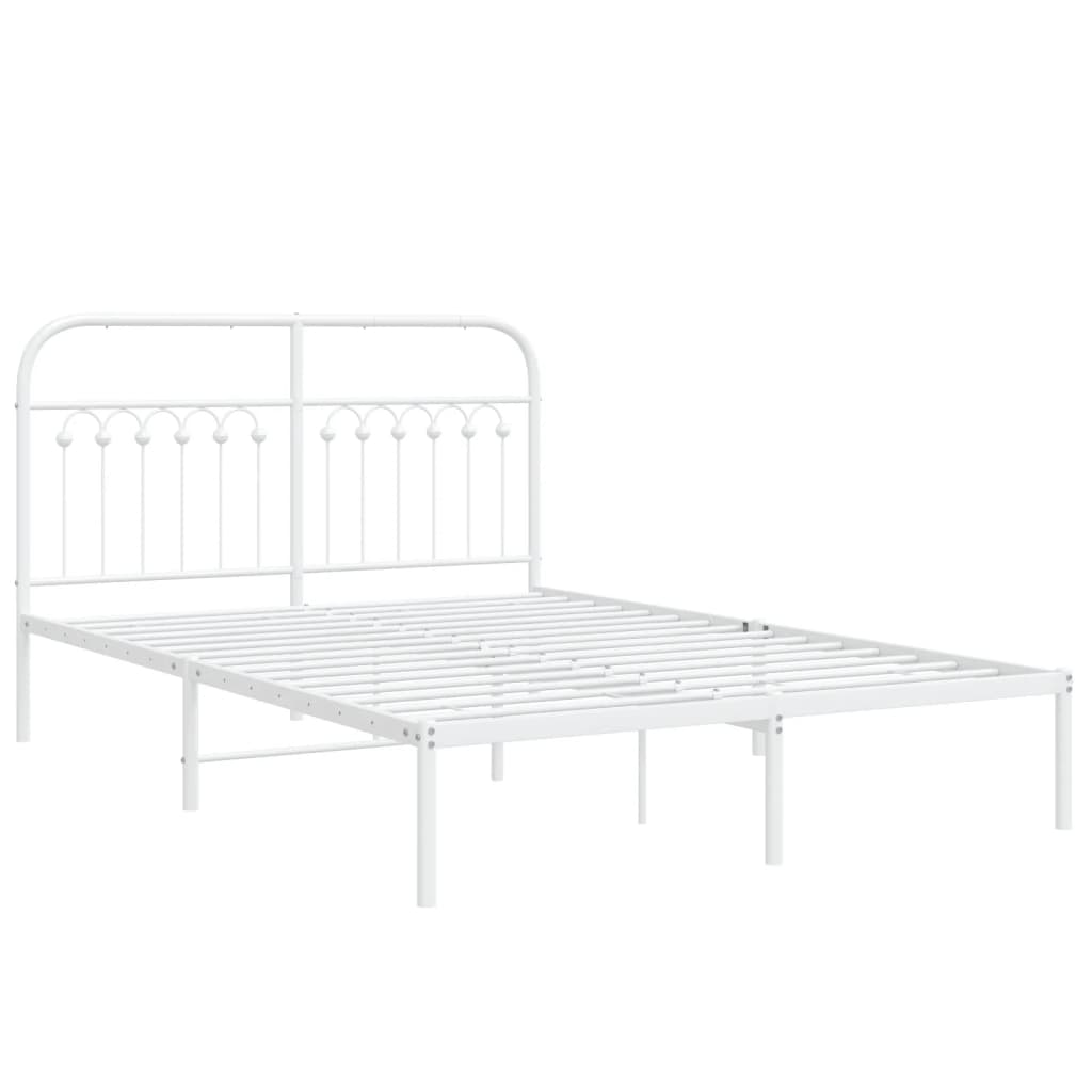 Bedframe met hoofdbord metaal wit 140x190 cm is nu te koop bij PeponiXL, paradijselijk wonen!