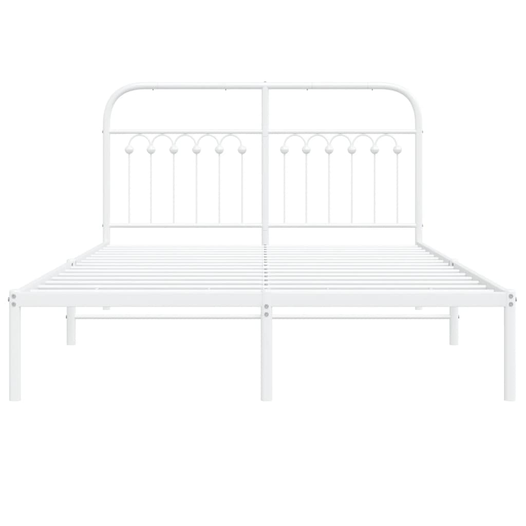 Bedframe met hoofdbord metaal wit 140x190 cm is nu te koop bij PeponiXL, paradijselijk wonen!