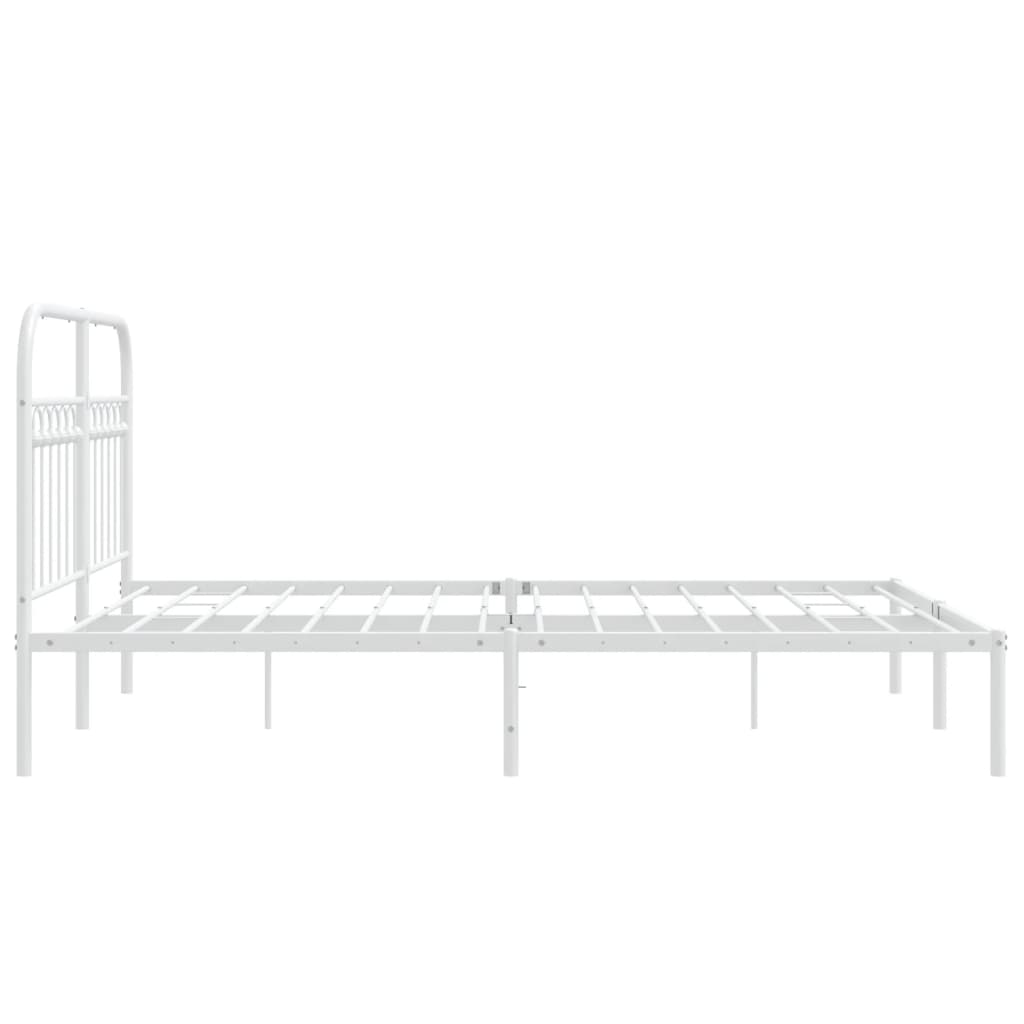 Bedframe met hoofdbord metaal wit 140x190 cm is nu te koop bij PeponiXL, paradijselijk wonen!