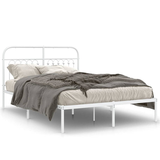 Bedframe met hoofdbord metaal wit 140x190 cm is nu te koop bij PeponiXL, paradijselijk wonen!