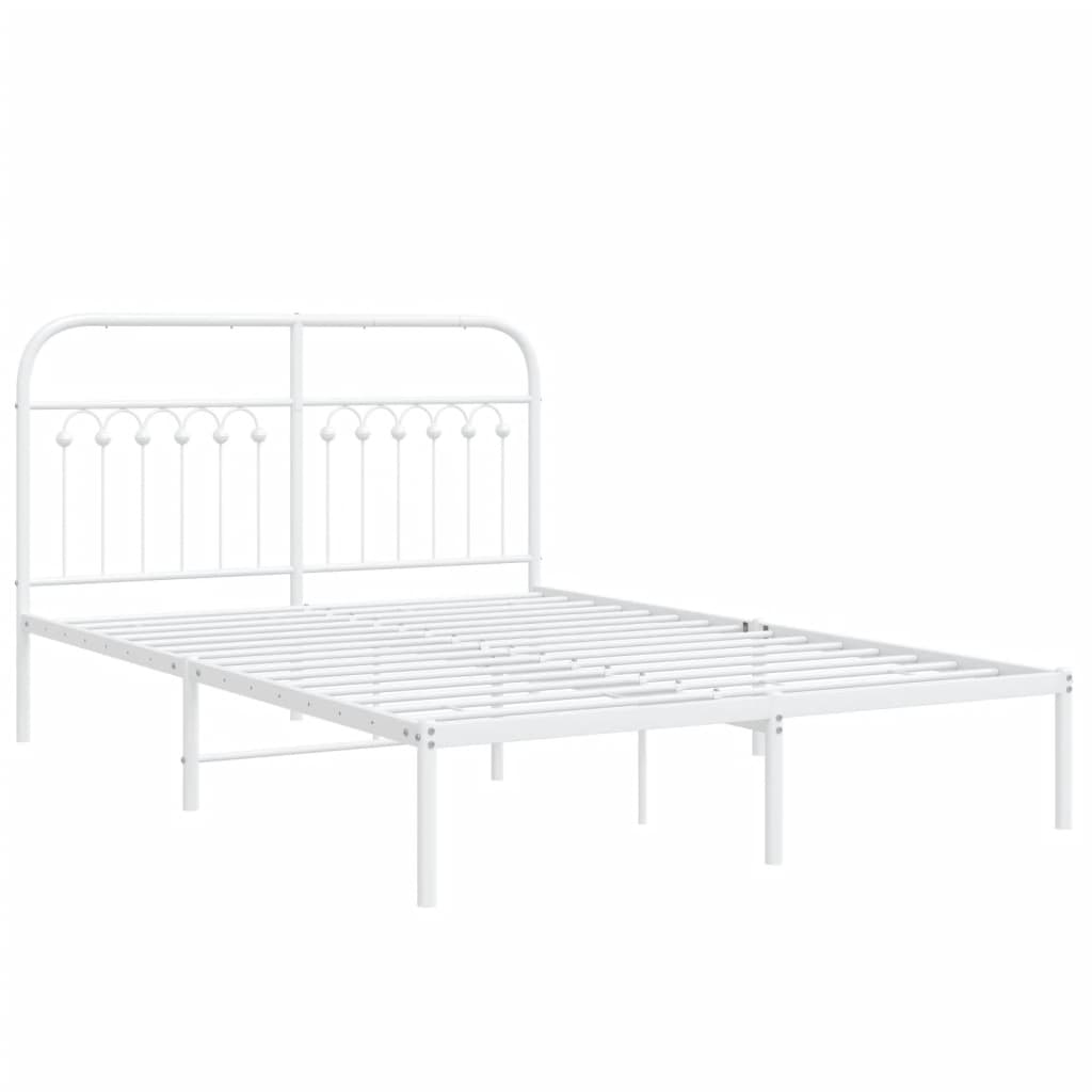 Bedframe met hoofdbord metaal wit 140x200 cm is nu te koop bij PeponiXL, paradijselijk wonen!