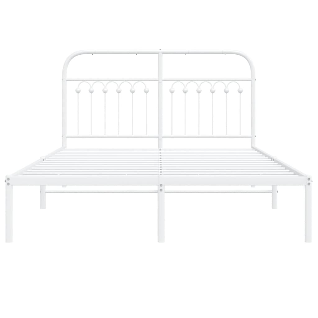 Bedframe met hoofdbord metaal wit 140x200 cm is nu te koop bij PeponiXL, paradijselijk wonen!