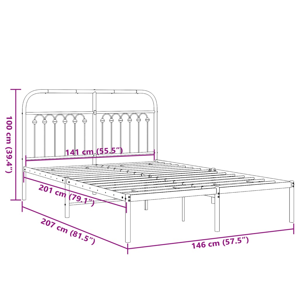 Bedframe met hoofdbord metaal wit 140x200 cm is nu te koop bij PeponiXL, paradijselijk wonen!