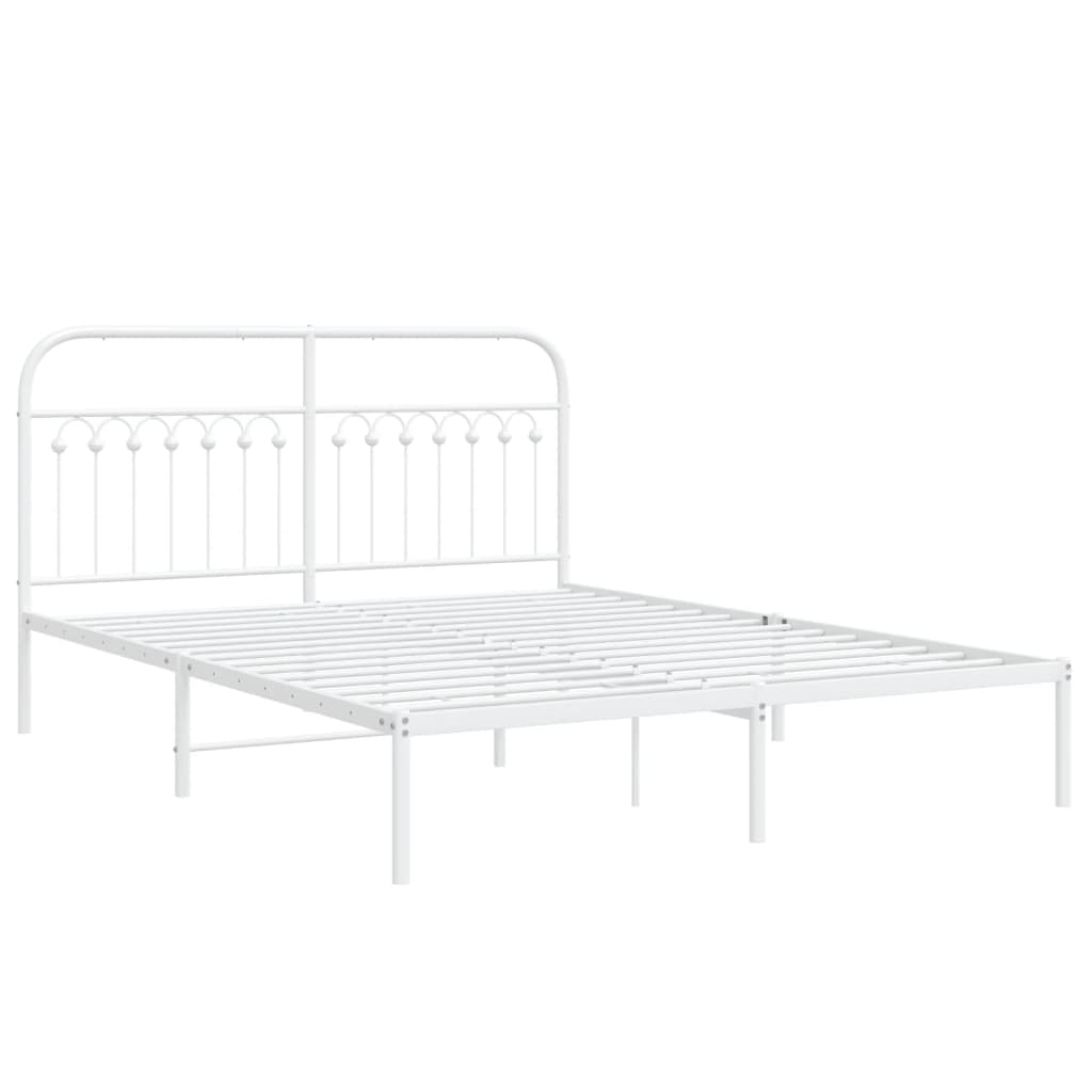 Bedframe met hoofdbord metaal wit 150x200 cm is nu te koop bij PeponiXL, paradijselijk wonen!