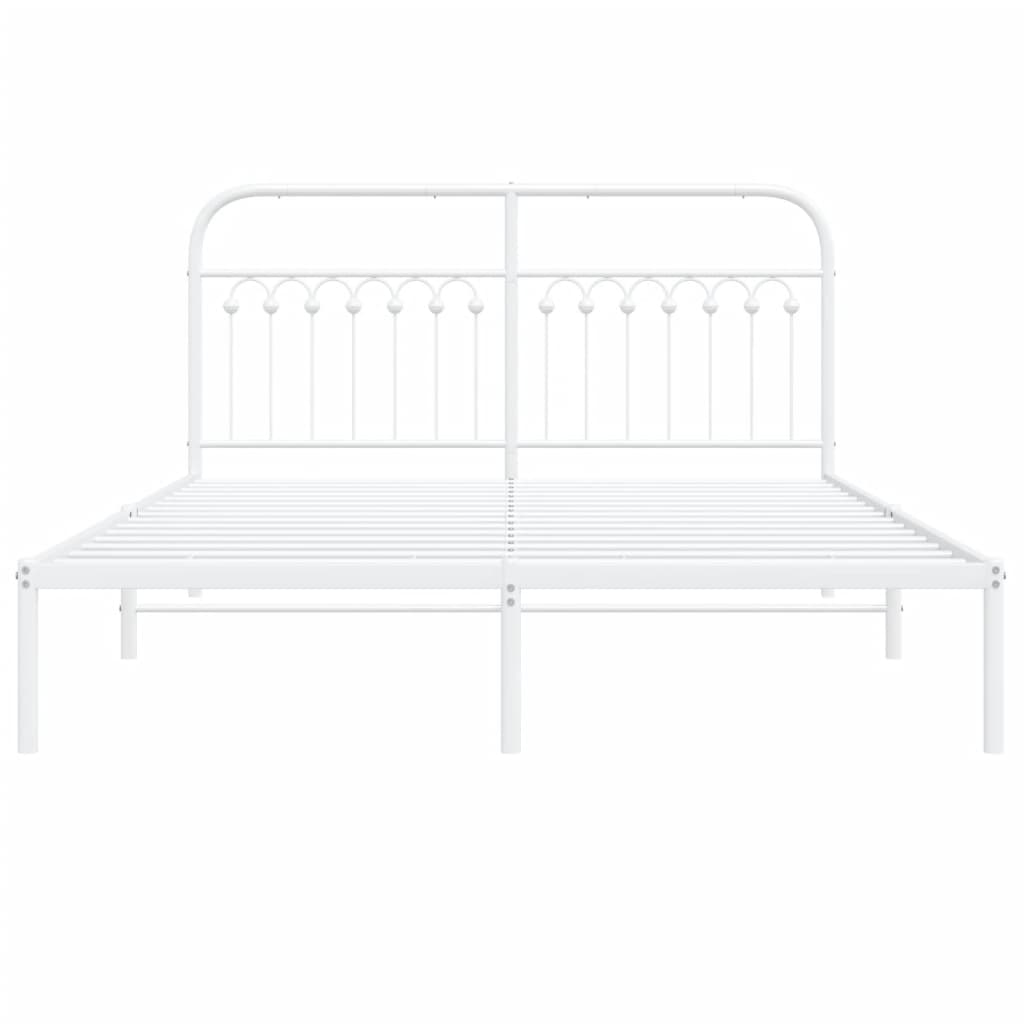 Bedframe met hoofdbord metaal wit 150x200 cm is nu te koop bij PeponiXL, paradijselijk wonen!