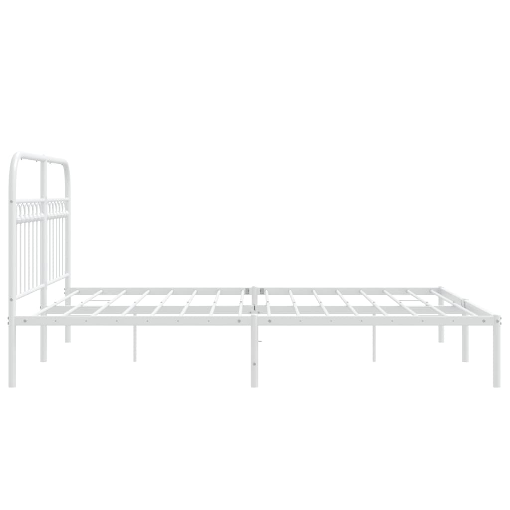 Bedframe met hoofdbord metaal wit 150x200 cm is nu te koop bij PeponiXL, paradijselijk wonen!