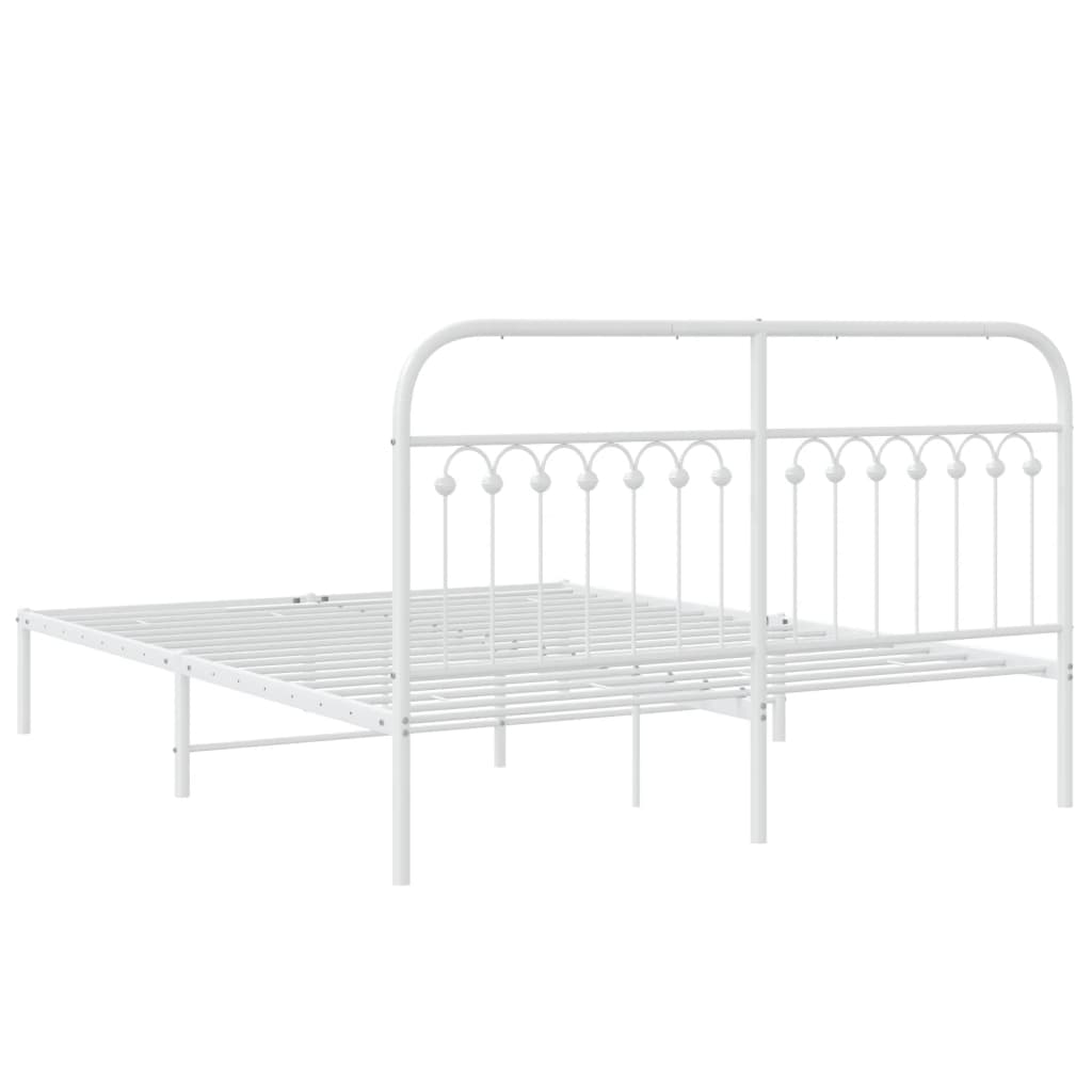 Bedframe met hoofdbord metaal wit 150x200 cm is nu te koop bij PeponiXL, paradijselijk wonen!