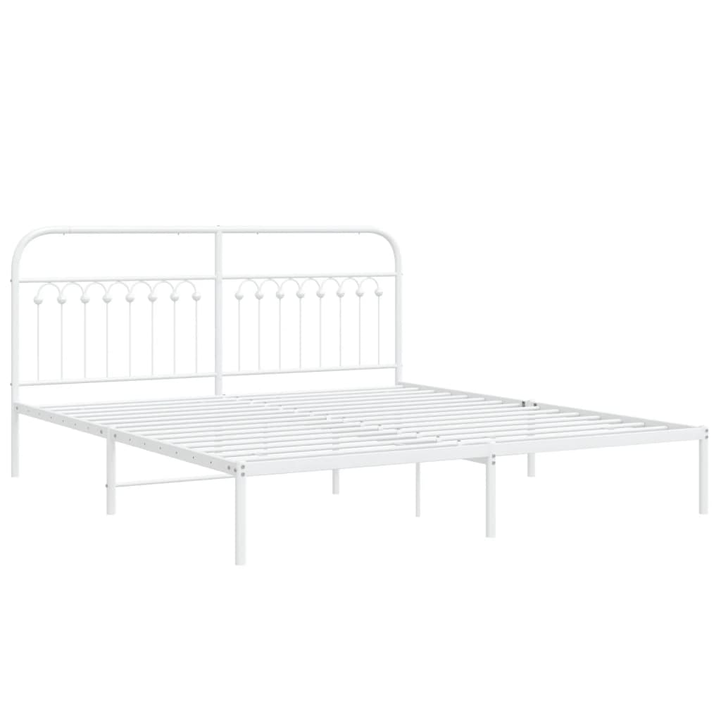 Bedframe met hoofdbord metaal wit 183x203 cm is nu te koop bij PeponiXL, paradijselijk wonen!