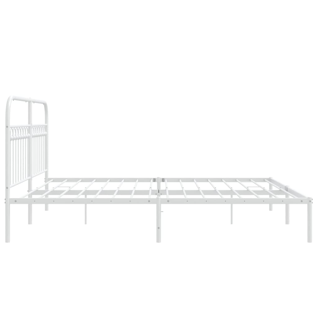 Bedframe met hoofdbord metaal wit 183x203 cm is nu te koop bij PeponiXL, paradijselijk wonen!