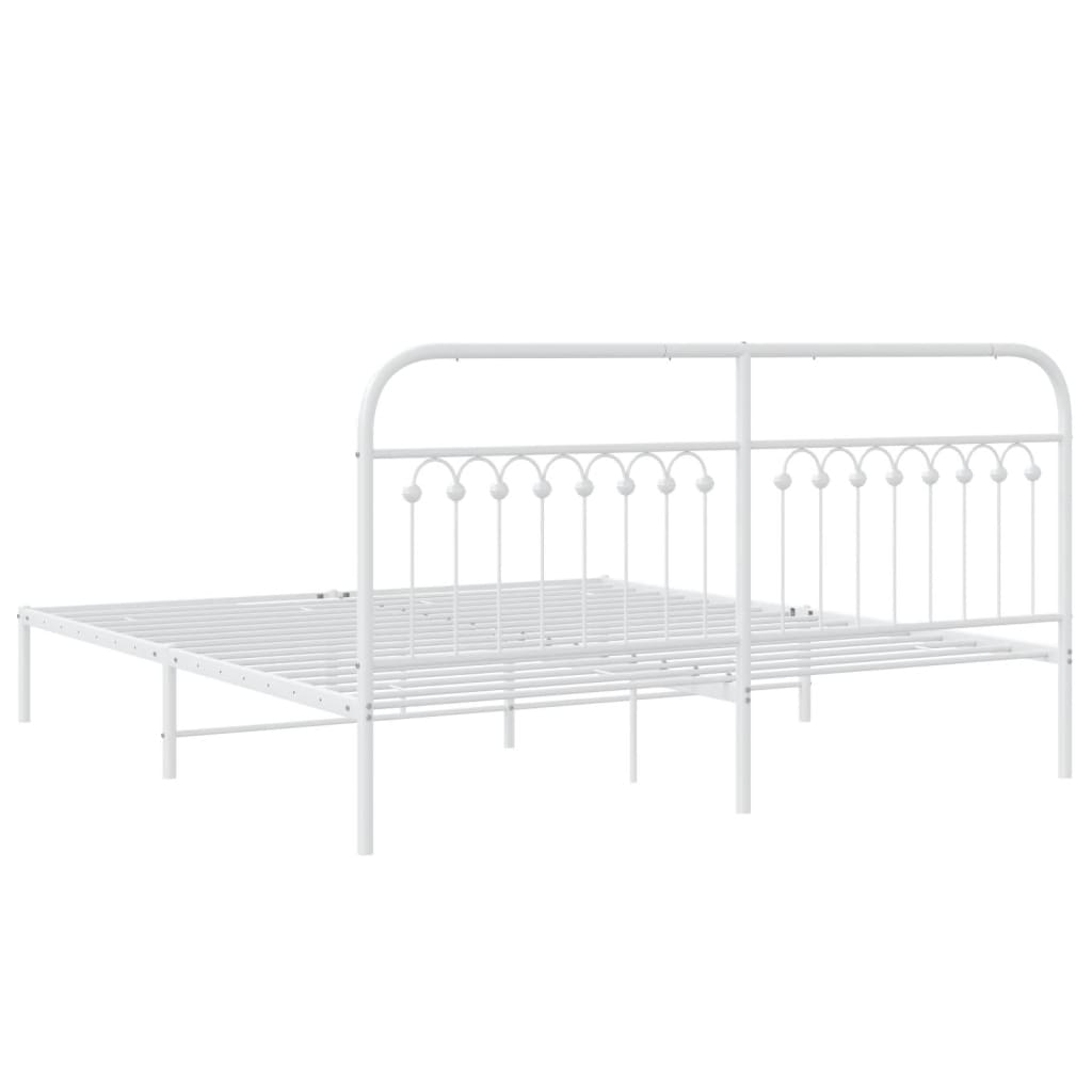 Bedframe met hoofdbord metaal wit 183x203 cm is nu te koop bij PeponiXL, paradijselijk wonen!