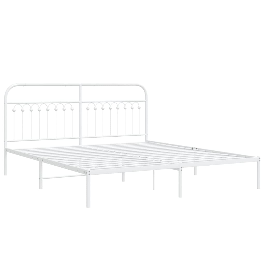 Bedframe met hoofdbord metaal wit 183x213 cm is nu te koop bij PeponiXL, paradijselijk wonen!