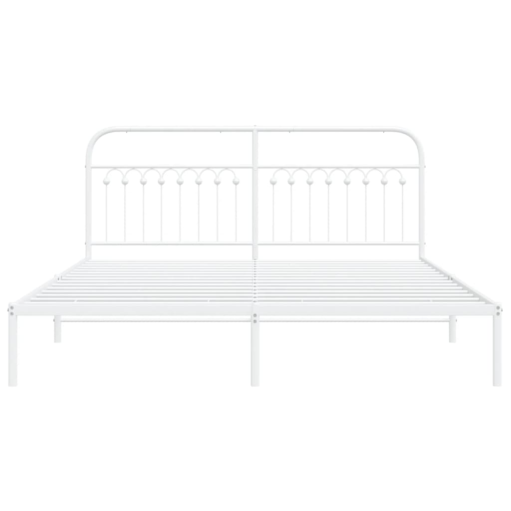 Bedframe met hoofdbord metaal wit 183x213 cm is nu te koop bij PeponiXL, paradijselijk wonen!